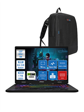 Pulse 16 Aı Intel Core Ultra 7 155H 64GB Ddr5 1tb SSD 8GB/RTX4060/140W 16" IPS Wuxga 144Hz WIN11PRO Taşınabilir Bilgisayar MS87XTRP20 + Zettaçanta
