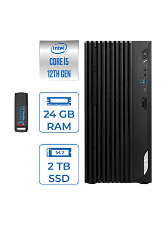 MSI Pro DP180 Intel Core I5 12400 24GB 2tb SSD Intel UHD Grafik Freedos Masaüstü Bilgisayar MS422XTRF06 + Zettausbbellek