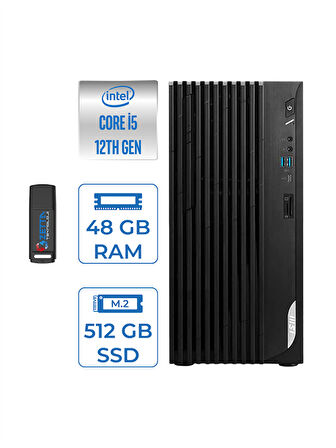 MSI Pro DP180 Intel Core I5 12400 48GB 512GB SSD Intel UHD Grafik Windows 11 Pro Masaüstü Bilgisayar MS422XTRP12 + Zettausbbellek