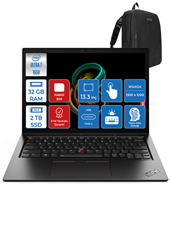 Lenovo Thinkpad L13 G5 Yoga Ultra 7 165U 32GB 2tb 13.3" Wuxga Freedos Nanosim Dokunmatik Yapay Zeka Destekli Bilgisayar L21LM0037TXF03