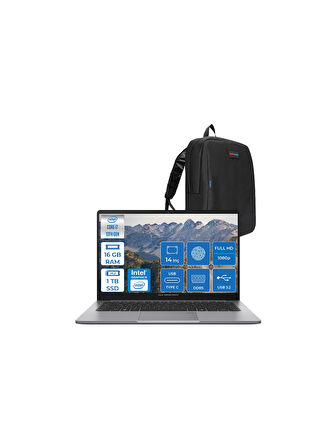 Asus Expertbook P1 P1403 Intel Core I7-13620H 40GB Ddr5 2tb SSD WINDOWS11PRO 14" Fhd Intel UHD Taşınabilir Bilgisayar EXP1403CVAI58512S0W24+ZETTAÇANTA