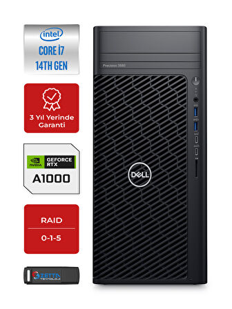 Dell 3680 Intel Core I7 14700 Vpro 24GB Ddr5 1tb SSD 8GB/RTXA1000 Windows 11 Pro 3680I7A2WP06 + ZETTA128GBUSB