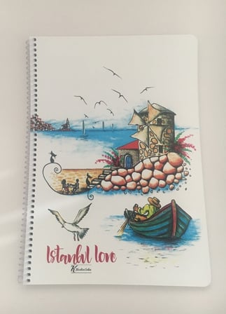 Keskin Color A4 İstanbul Love 80 Yaprak Kareli Plastik Kapak Spiralli Defter (Karışık Renk, 1 Adet) 323022-99