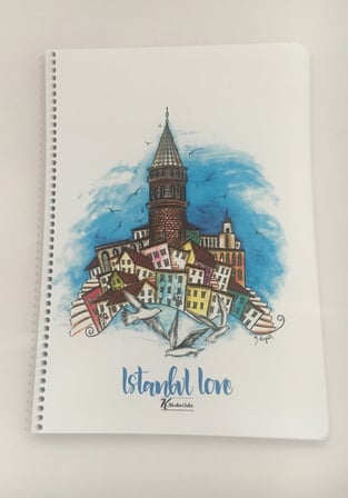 Keskin Color A4 İstanbul Love 80 Yaprak Kareli Plastik Kapak Spiralli Defter (Karışık Renk, 1 Adet) 323022-99