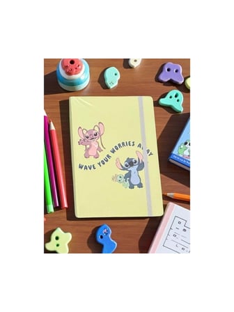 Keskin Color Lilo Stitch Ciltli Sert Kapak A5 80 Yaprak Çizgili Not Defteri (Karışık Renk, 1 Adet)