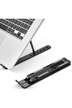 Portatif 7 Kademeli Ayarlı Katlanabilir Laptop Tablet Standı Siyah Notebook Standı