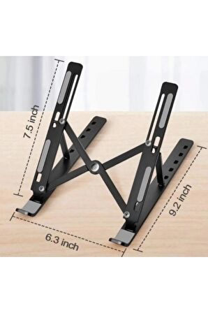 Portatif 7 Kademeli Ayarlı Katlanabilir Laptop Tablet Standı Siyah Notebook Standı