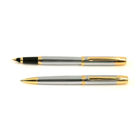 Steelpen Serra Serisi 800-4 Krom Dolma Kalem + Tükenmez Kalem Set