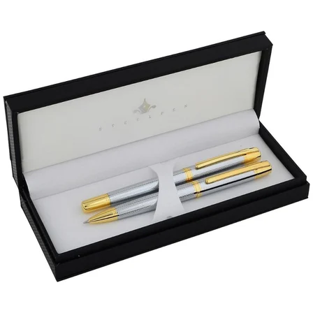 Steelpen Serra Serisi 800-4 Krom Dolma Kalem + Tükenmez Kalem Set