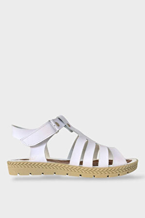 Kadın Cırtlı Önü ve Arkası Açık Yazlık Sandalet BEYAZ