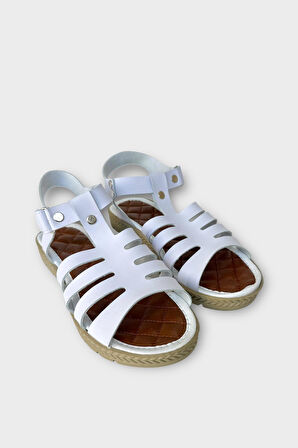 Kadın Cırtlı Önü ve Arkası Açık Yazlık Sandalet BEYAZ