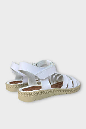 Kadın Cırtlı Önü ve Arkası Açık Yazlık Sandalet BEYAZ