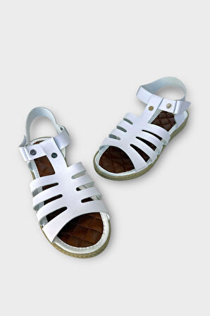 Kadın Cırtlı Önü ve Arkası Açık Yazlık Sandalet BEYAZ