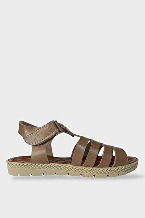 Kadın Cırtlı Önü ve Arkası Açık Yazlık Sandalet VİZON