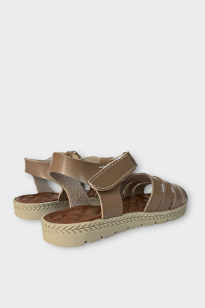 Kadın Cırtlı Önü ve Arkası Açık Yazlık Sandalet VİZON