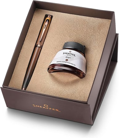 Sheaffer 100 Coffee Edition Dolma Kalem Mürekkep Hediyelik Kalem Seti ,M Uç ,Mat Kahve 9374S-0
