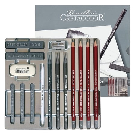 Cretacolor Silver Box Premium Eskiz Seti Metal Kutu 15 Parça 40018