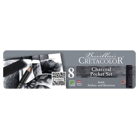 Cretacolor Charcoal Drawing Set Kömür Çizim Seti 8 Parça Metal Kutu 46008