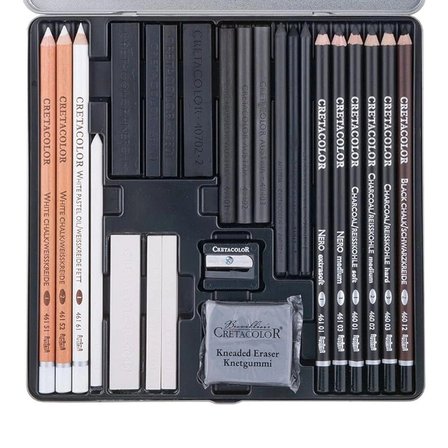 Cretacolor Black White Drawing Set Premium Çizim Seti Metal Kutu 25 Parça 40026