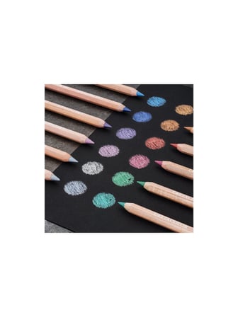Cretacolor Megacolor Brilliants Kalın Metalik Kuru Boya Kalemi Seti 12 Renk Metal Kutu 29098