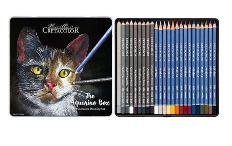 Cretacolor Aquarino Box Sulandırılabilir Kuru Boya Kalemi Seti 24 Renk Metal Kutu 40046