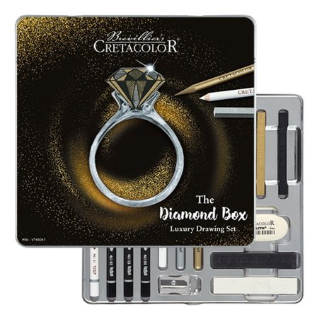 Cretacolor Diamond Box Luxury Drawing Premium Çizim Seti 15 Parça Metal Kutu 40047