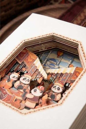 Vagon 3D Etnik Desen Temalı Defter (Karışık Renk, 1 Adet)