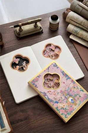 Vagon 3D Çiçek Bahçesi Temalı Defter (Karışık Renk, 1 Adet)
