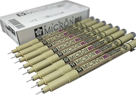 Talens Sakura Pigma Micron Teknik ve İllüstrasyon Çizim Kalemi Siyah 003 0,15Mm (12 Li Paket)