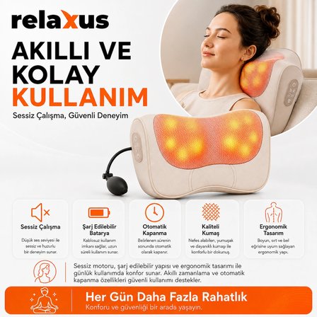 RLX40 Taşınabilir Şişirilebilir Ovmalı Isıtmalı Masaj Yastığı Boyun, Bel ve Sırt Şarjlı Masaj Aleti