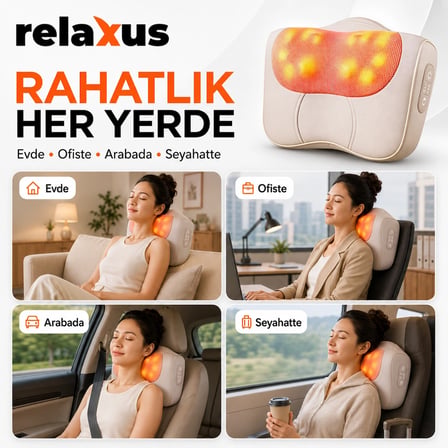 RLX40 Taşınabilir Şişirilebilir Ovmalı Isıtmalı Masaj Yastığı Boyun, Bel ve Sırt Şarjlı Masaj Aleti