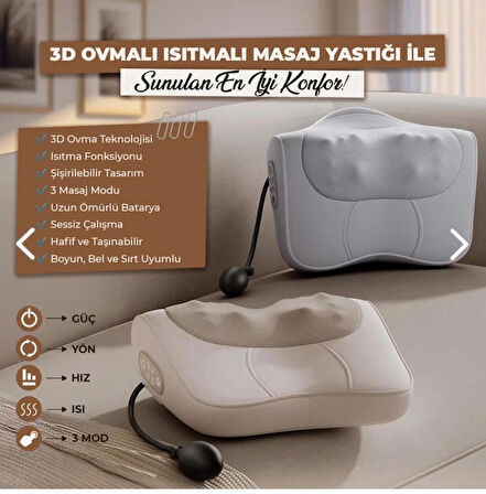 RLX40 Taşınabilir Şişirilebilir Ovmalı Isıtmalı Masaj Yastığı Boyun, Bel ve Sırt Şarjlı Masaj Aleti