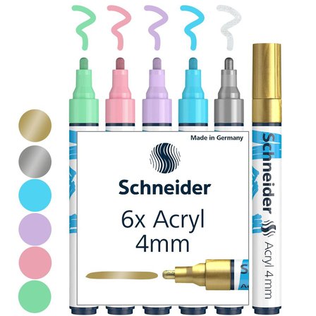 Schneider Paint-it 320 Akrilik Marker Kalem 4 Mm 6 Renk Kalem Seti-2 (120296)