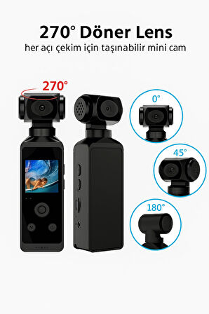 QASUL 4K HD 270 ° Dönebilir 1.3in  Ekran  Su Geçirmez Kılıflı Kask Motosiklet Doğa Sporları