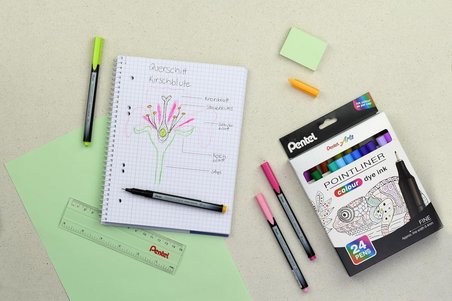 Pentel Fiber Uçlu Boya Kalemi 0.4 Mm Fineliner 24 Renk