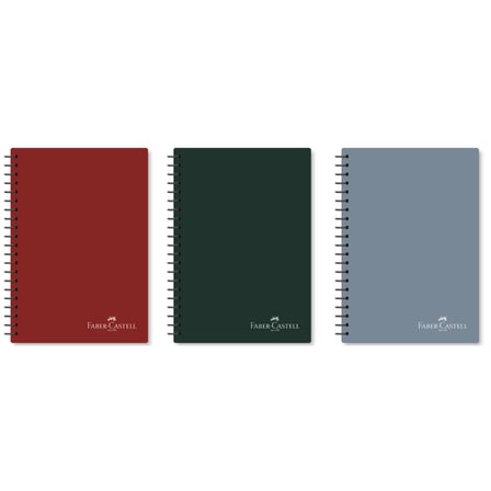 Faber-Castell Defter Spiralli Plastik Kapak Koyu Renkler 100 Yaprak Kareli (3 Lü Paket) 5075000520000
