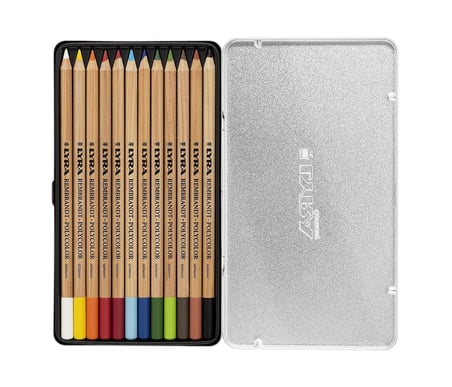 Lyra Rembrandt Polycolor Sanatsal Kuru Boya Kalemi 12 Renk Metal Kutu