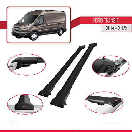 Ford Transit 2014 ve Sonrası ile Uyumlu FLY Model Ara Atkı Tavan Barı Siyah 2 Adet