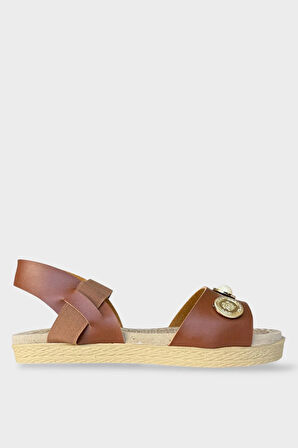 Kadın Tek Bant Aksesuarlı  Bilek Lastik Detaylı Sandalet TABA