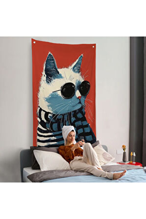 Cool Kedi Duvar Örtüsü-7577