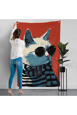 Cool Kedi Duvar Örtüsü-7577