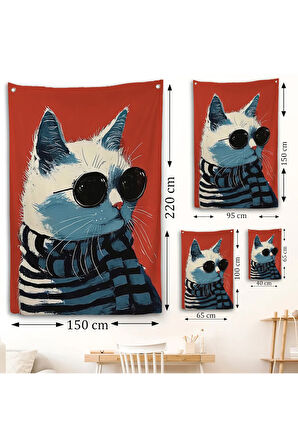 Cool Kedi Duvar Örtüsü-7577