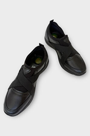 Kadın Ortopedik Comfort Taban Lastik Detay Günlük Ayakkabı SİYAH