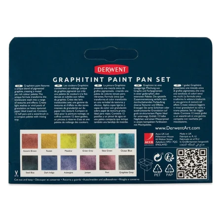 Derwent Graphitint Paint Pan Seti 12 Renk