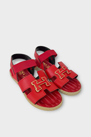 Kadın Önü ve Arkası Açık Yazlık Sandalet KIRMIZI