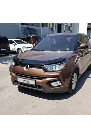 Ssangyong Tivoli Ön Kaput Koruma Rüzgarlığı 3mm Akrilik (abs) Parlak Siyah Deflektör 2015->