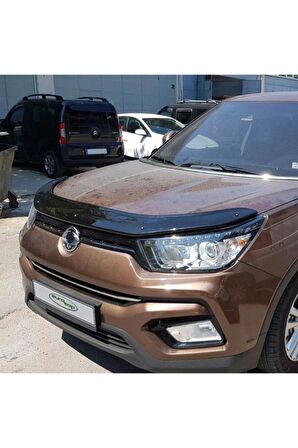 Ssangyong Tivoli Ön Kaput Koruma Rüzgarlığı 3mm Akrilik (abs) Parlak Siyah Deflektör 2015->