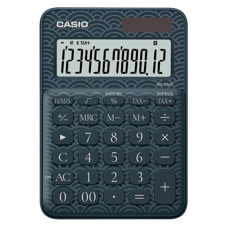 Casio Hesap Makinesi 12 Hane Ms-20Uc-Jbu Lacivert Desenli Masaüstü