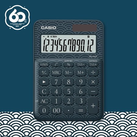 Casio Hesap Makinesi 12 Hane Ms-20Uc-Jbu Lacivert Desenli Masaüstü