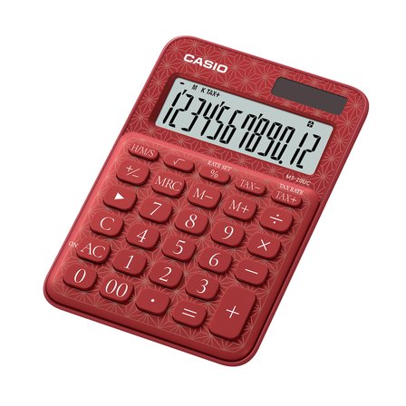 Casio Hesap Makinesi 12 Hane Ms-20Uc-Jrd Kırmızı Desenli Masaüstü
